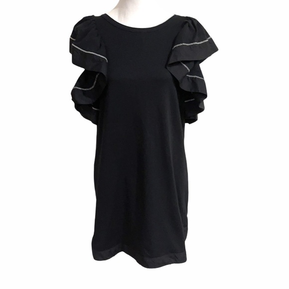 See by Chloe Cascading Ruffle Sleeve Dress SZ S Black - Picture 5 of 10